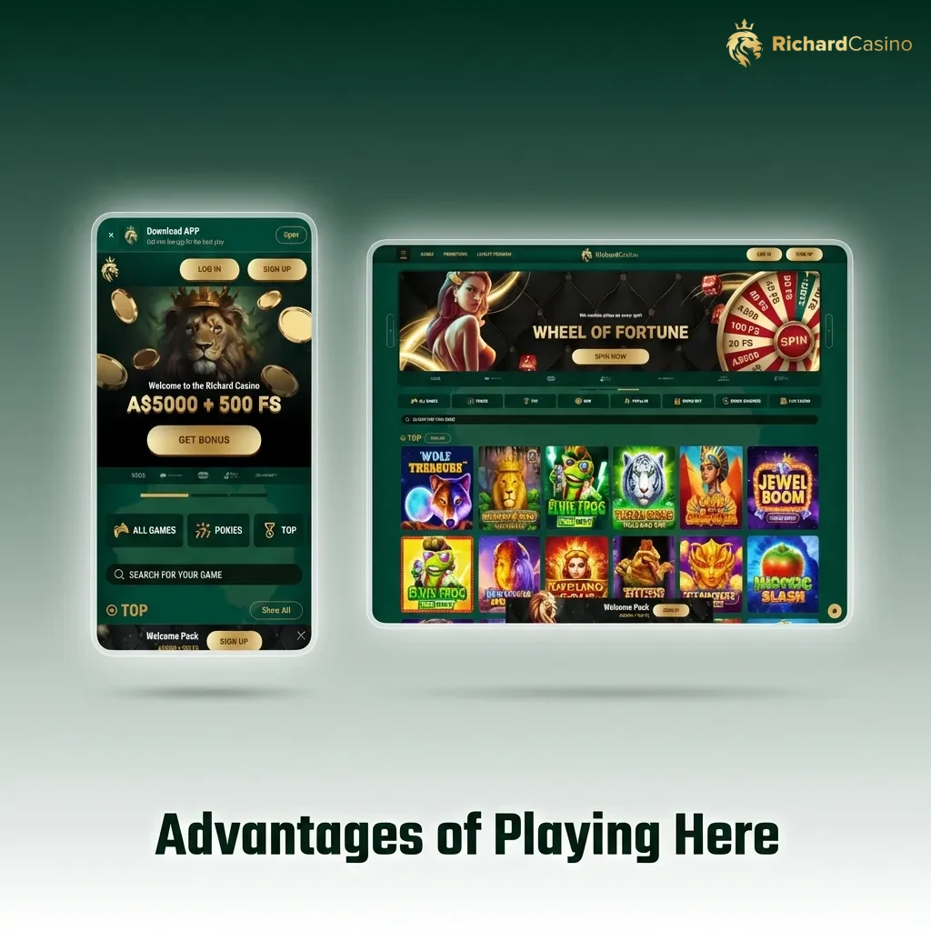 Richard Casino advantages: massive game library, instant deposits, fast withdrawals, generous bonuses, and 24/7 support.