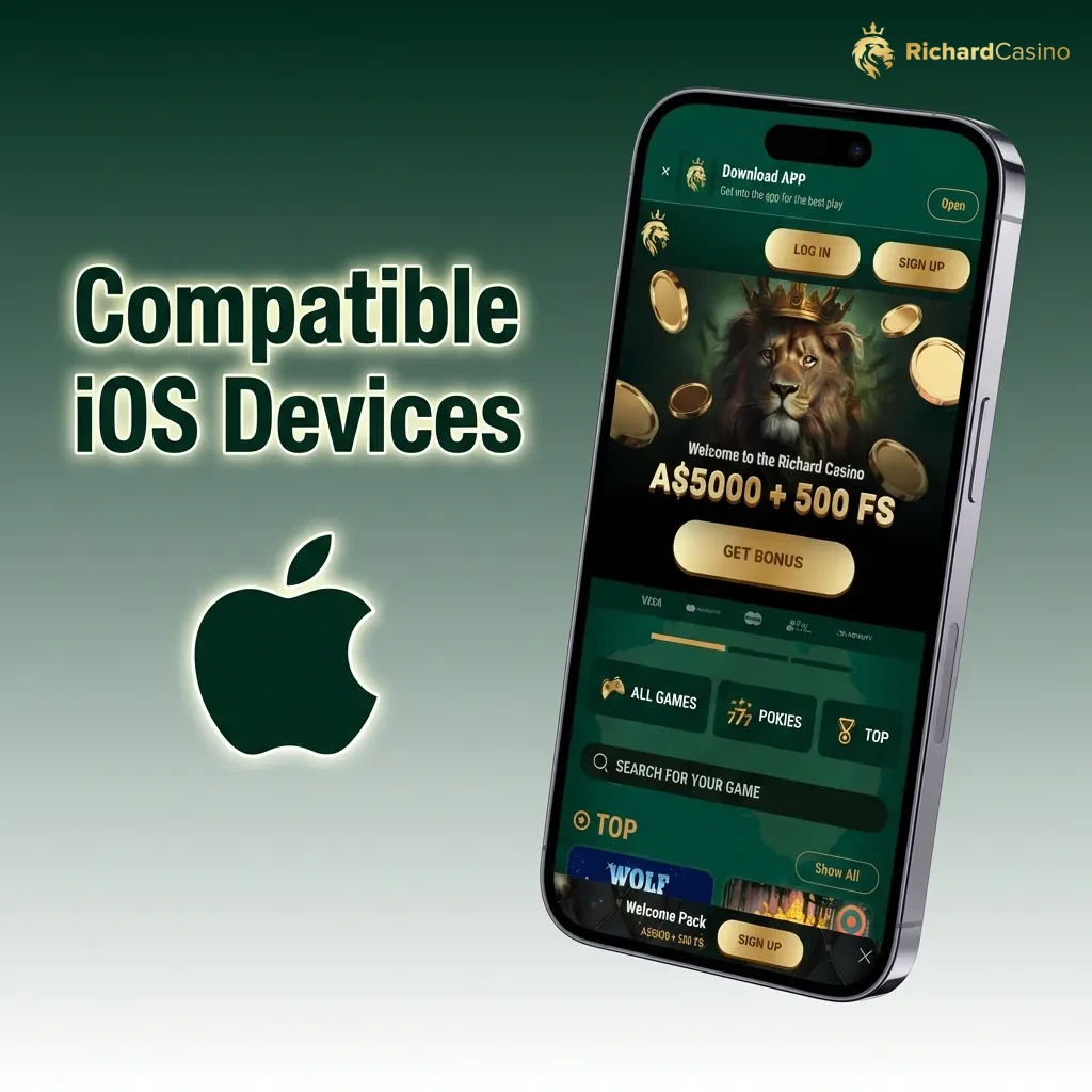 List of compatible iOS devices including iPhone models X through 15 and recent iPad generations for mobile app
