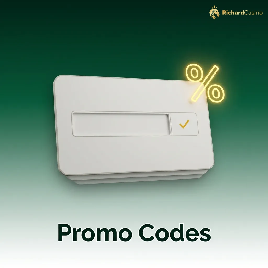 Player entering promo code at Richard Casino cashier to claim deposit bonus and free spins offer