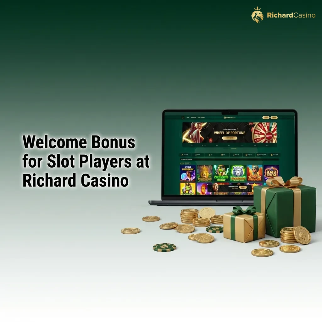 Richard Casino welcome bonus offering 100% match up to 5,000 AUD plus 300 free spins for new slot players